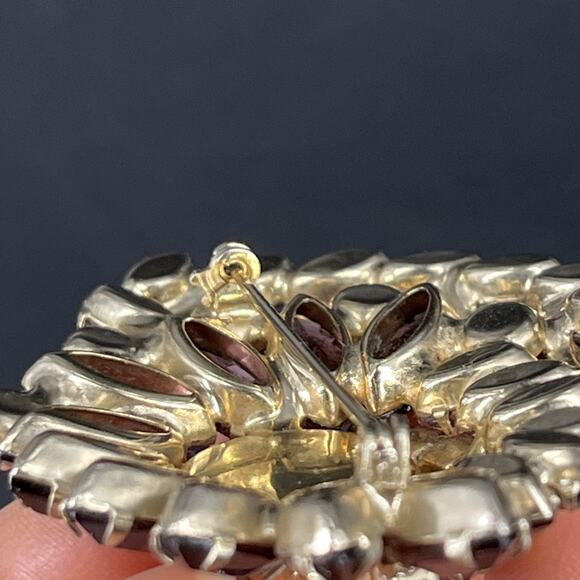 Vintage Oversized D&E Juliana Amethyst AB Rhinestones Stone Brooch Pin 2.5\
